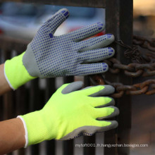 Nmsafety Nylon jaune en nitrile à haute visibilité avec des points sur les gants de sécurité de la paume